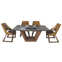 Комплект стіл з грилем Quan Garden Art на 6 персон коричневий QN93063