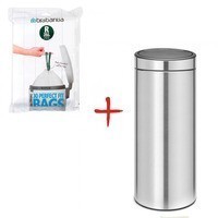 Brabantia Відро для сміття Touch Bin 30 л + Набір сміттєвих пакетів PerfectFit R 36 л 30 шт 