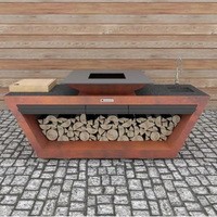 Кухонний блок з коліщатками Quan Garden Art Premium коричневий з системою водопостачання QN91069