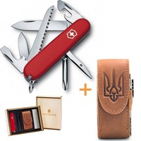 Комплект Victorinox Ніж Hiker Red 1.4613 + Чохол для ножа універсальний на липучці + Ліхтар